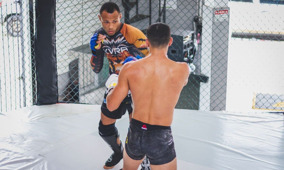 MMA kafesinde dövüşçüler